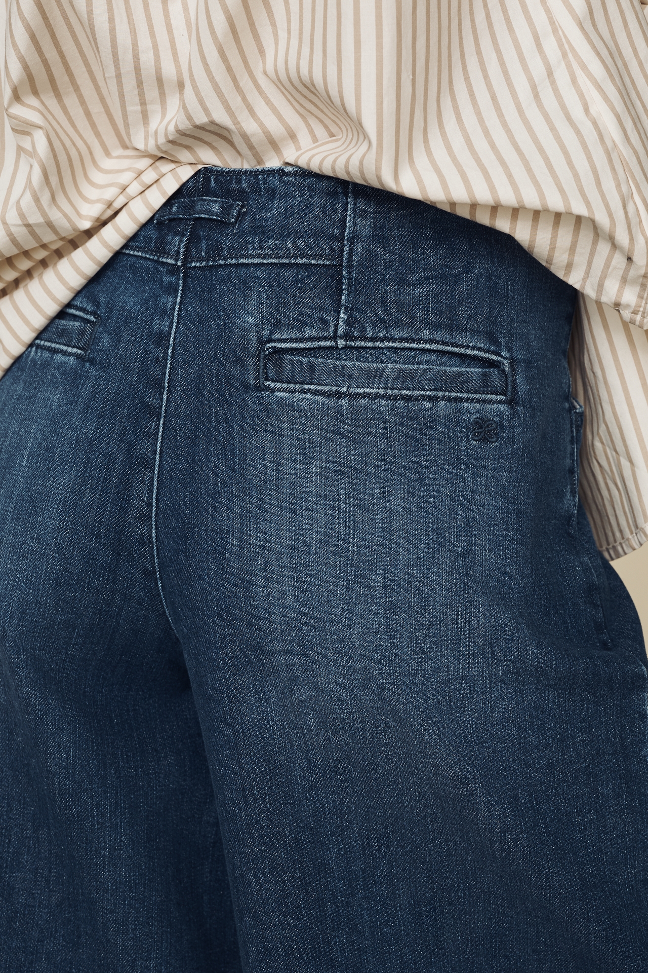 Maeve Reworked High-Rise Wide-Leg Culotte Jeans