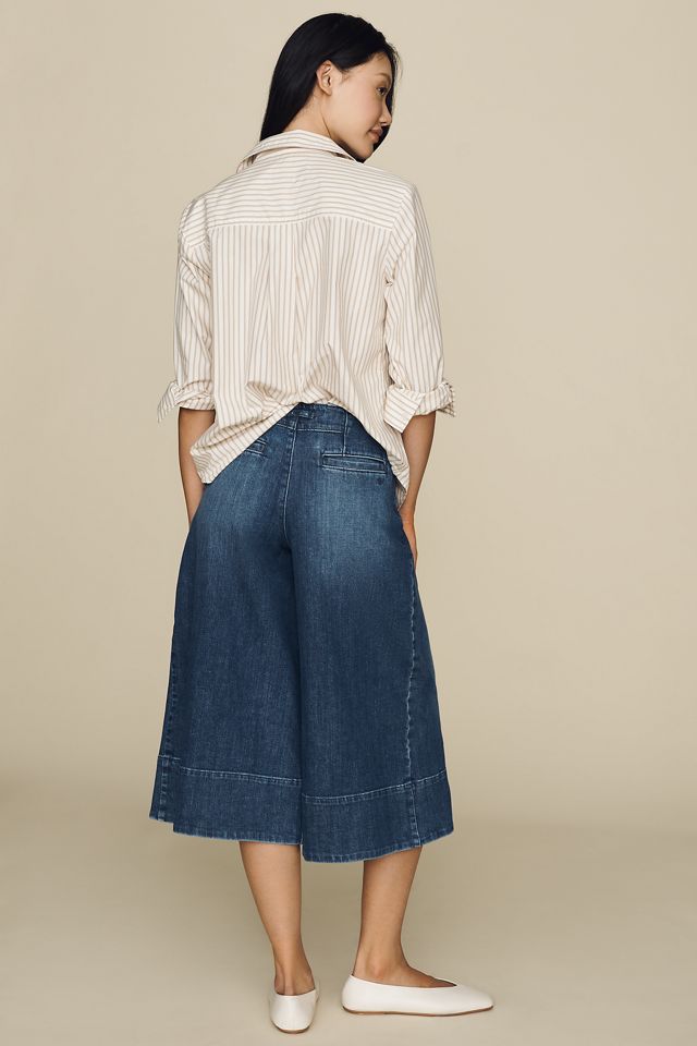 Maeve Reworked High-Rise Wide-Leg Culotte Jeans #4