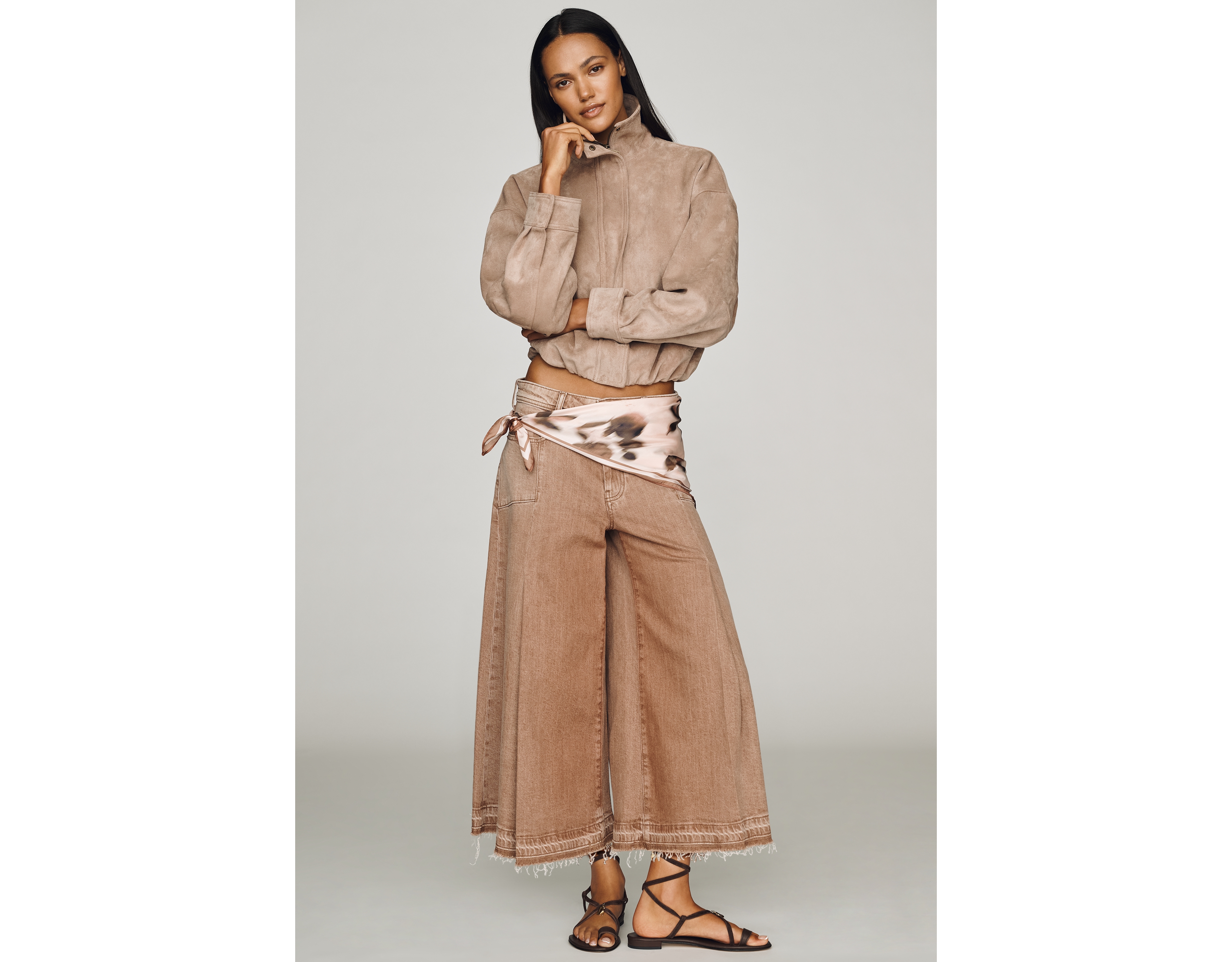 Pilcro Red Rock Pleated High Rise Wide Leg Cropped Jeans