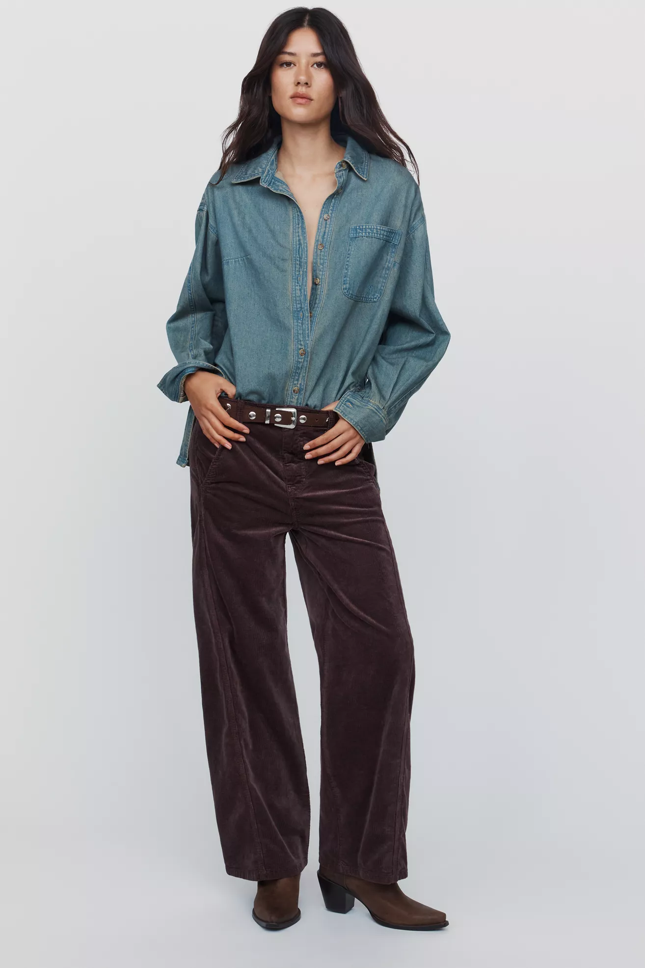 Pilcro Lex Mid Rise Corduroy Barrel Jeans