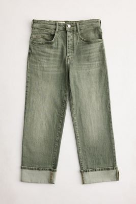 Jeans Celeste Boyfriend a Vita Media Rilassati a Gamba Dritta di Pilcro