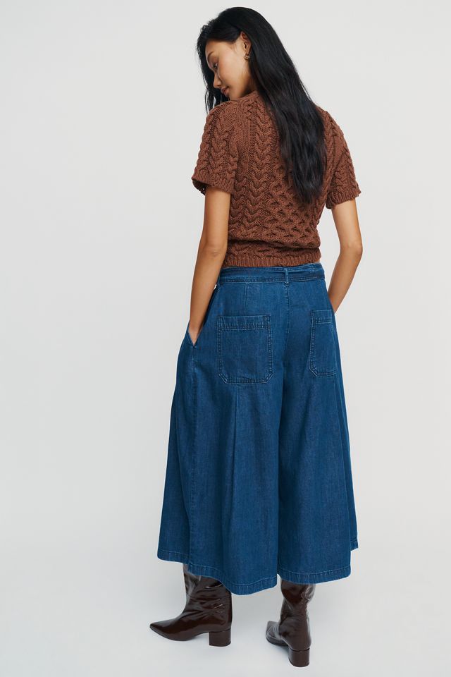 Pilcro Lotus High-Rise Wide-Leg Skirty Crop Jeans #3