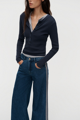Azura High Rise Wide Leg Track Stripe Jeans