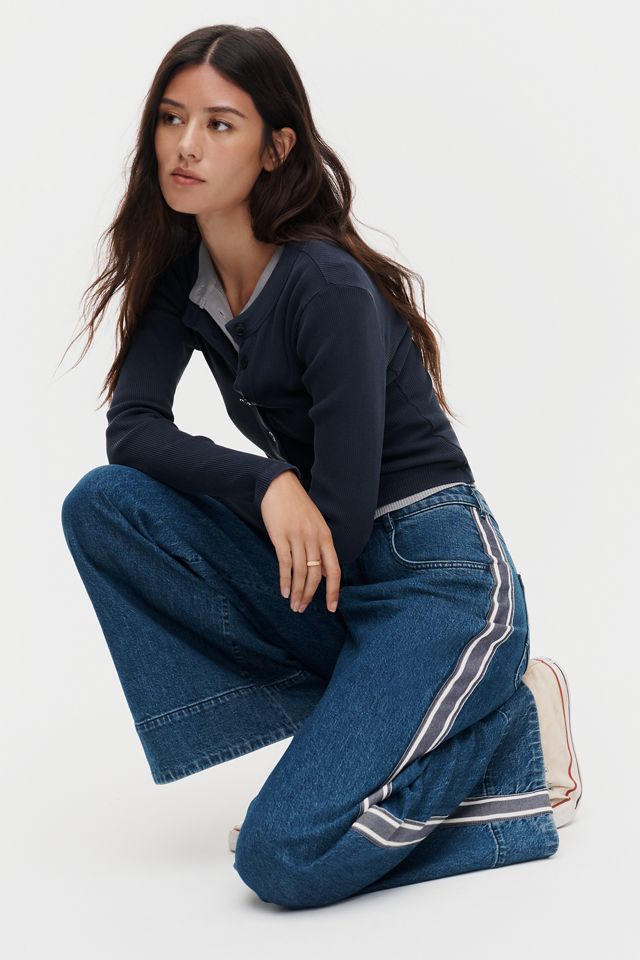 Pilcro Azura High-Rise Wide-Leg Track Stripe Jeans #2