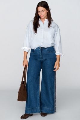 Pilcro Azura High Rise Wide Leg Track Stripe Jeans
