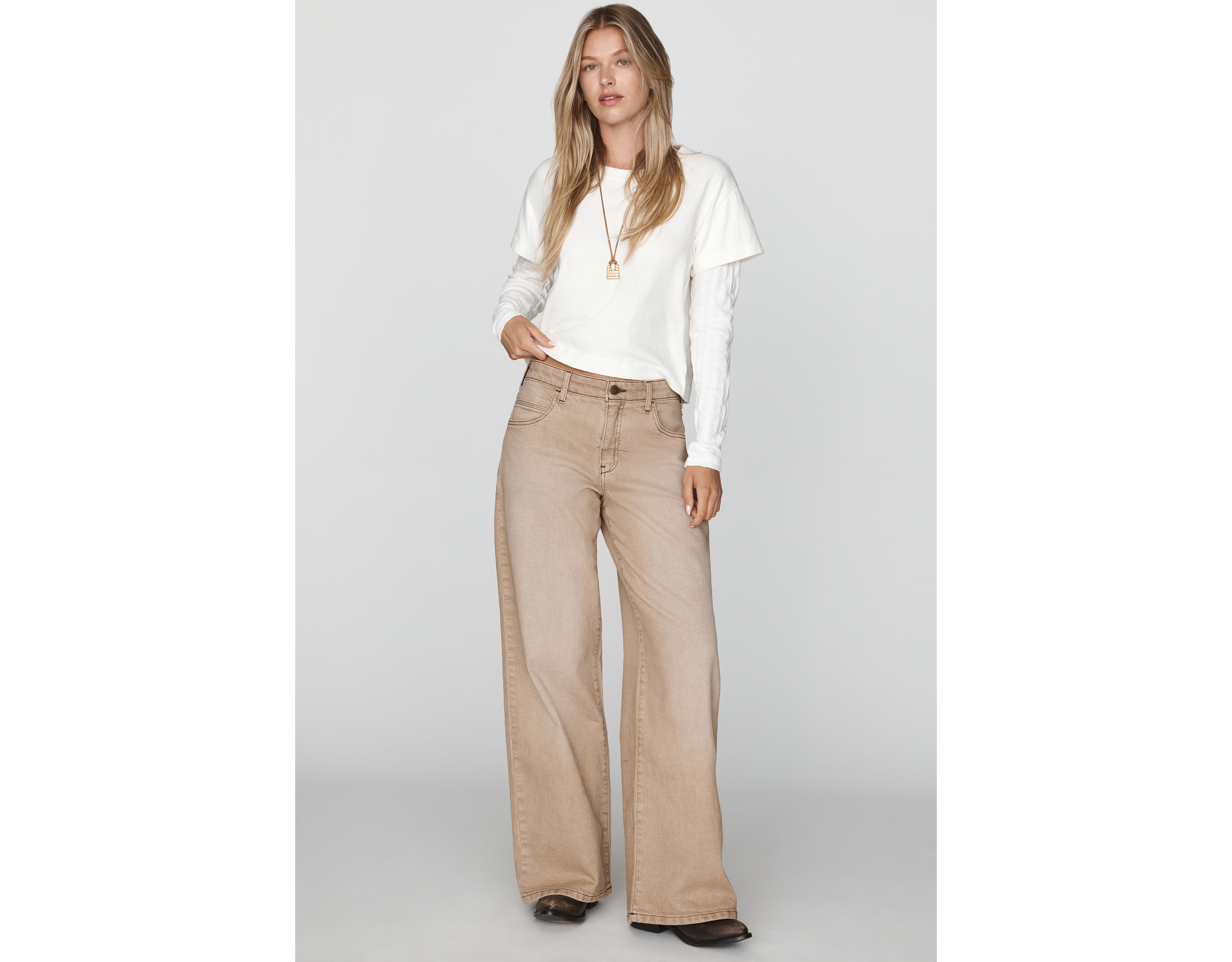 Pilcro Esme Mid Rise Wide Leg Jeans