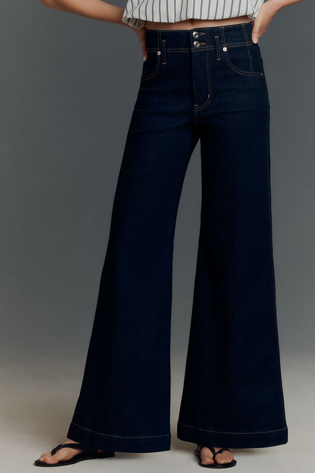 FRAME The Seamed High-Rise Wide-Leg Trouser Jeans #1