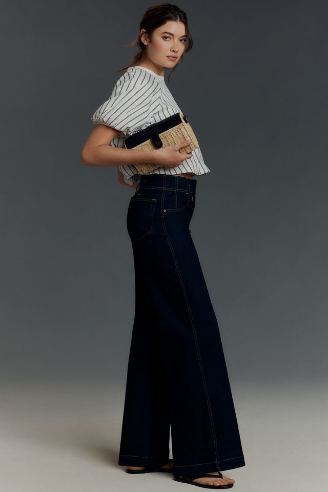 FRAME The Seamed High-Rise Wide-Leg Trouser Jeans #4