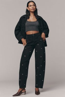 Habitual Evie High-Rise Embellished Barrel Jeans