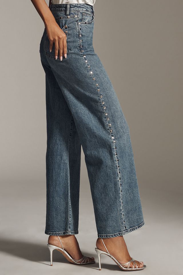 Habitual Gemma High-Rise Wide-Leg Studded Jeans #2