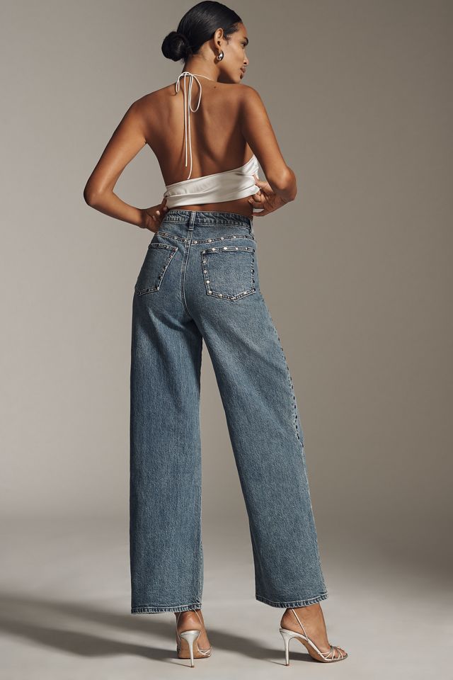 Habitual Gemma High-Rise Wide-Leg Studded Jeans #3