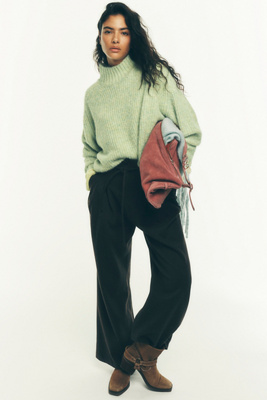 Habitual Jade Mid-rise Wide-leg Drawstring Jeans In Green