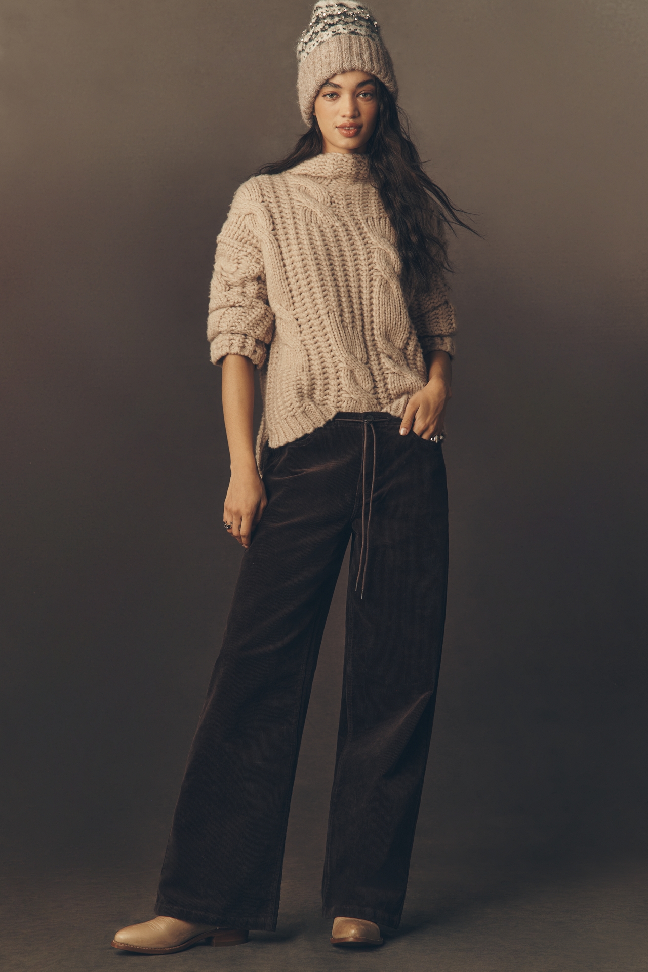 Habitual Jade Mid-Rise Wide-Leg Drawstring Jeans