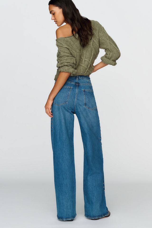 Habitual Gemma Studded High Rise Wide Leg Jeans #4