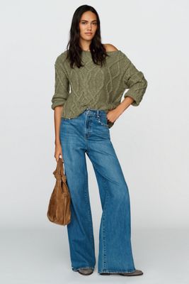 Habitual Gemma Studded High Rise Wide Leg Jeans