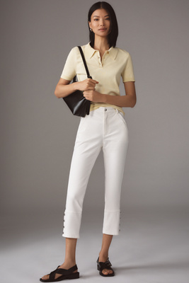 Maeve Slim Cuffed Crop Jeans In White