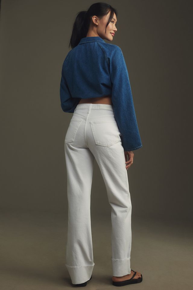 品良く着こなすため RE/DONE Jeans Straight-Leg High-Rise Cuffed Long Loose パンツ