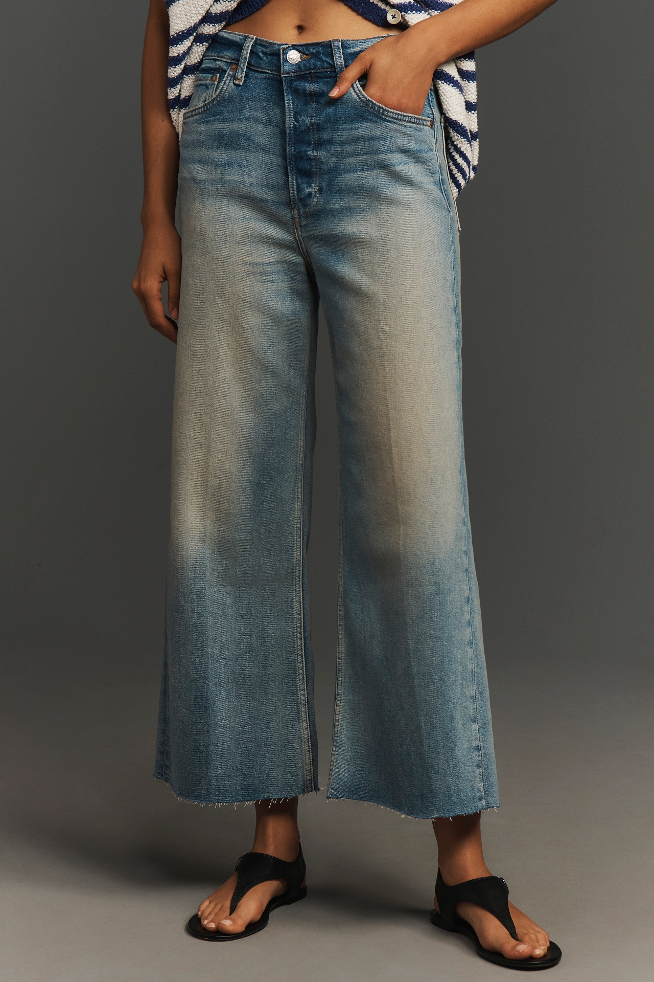 RE/DONE Crop High-Rise Wide-Leg Jeans