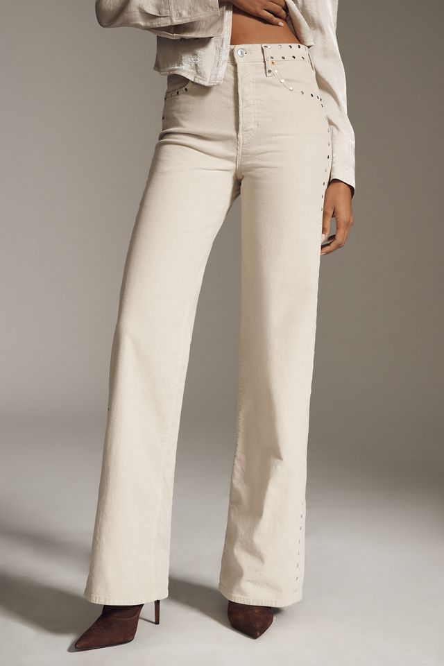 RE/DONE High-Rise Vintage Studded Wide-Leg Jeans #1