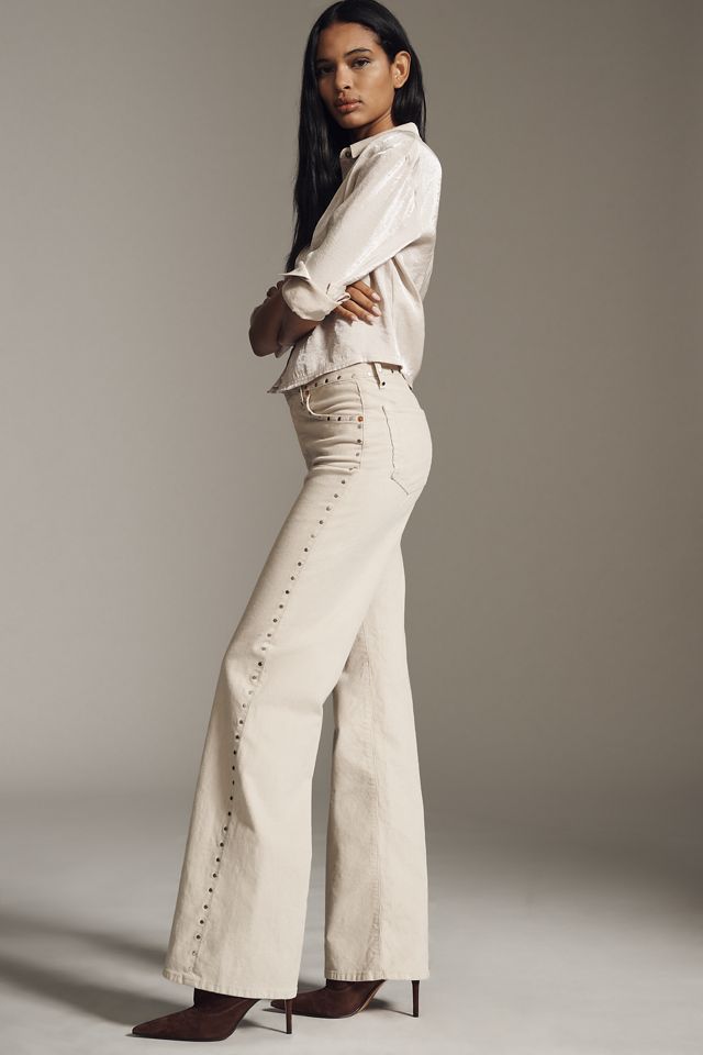 RE/DONE High-Rise Vintage Studded Wide-Leg Jeans #2