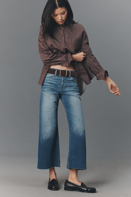 Re/done Mid-rise Crop Wide-leg Jeans In Blue