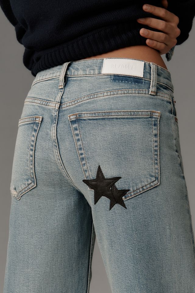 RE/DONE Star-Embellished Mid-Rise Wide-Leg Jeans #3