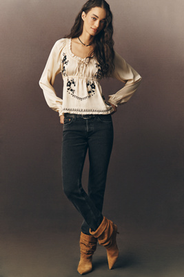 Re/done The Slim Cig Low-rise Straight-leg Jeans In Black