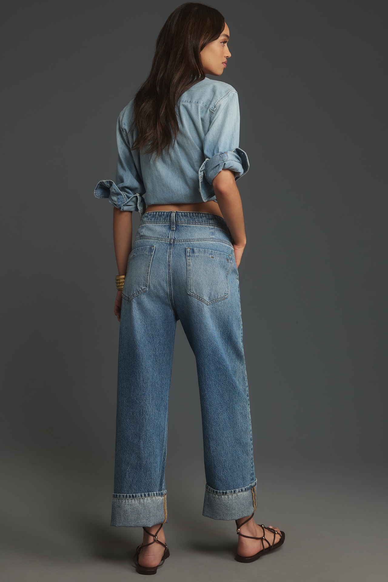 The Lonnie Cuffed High-Rise Crop Jeans by Pilcro