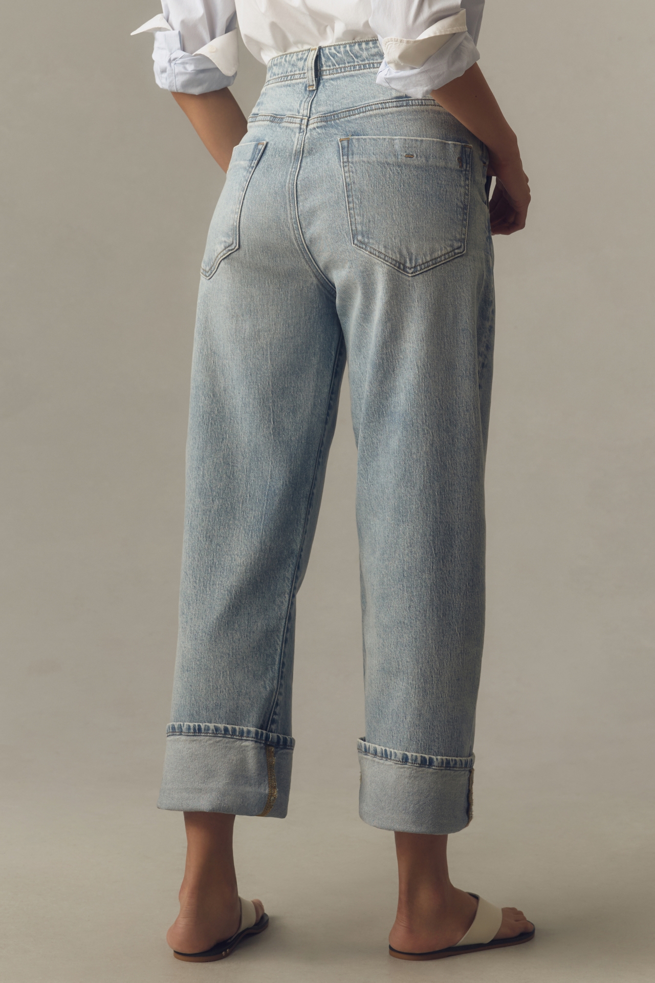 The Lonnie Cuffed High-Rise Crop Jeans by Pilcro