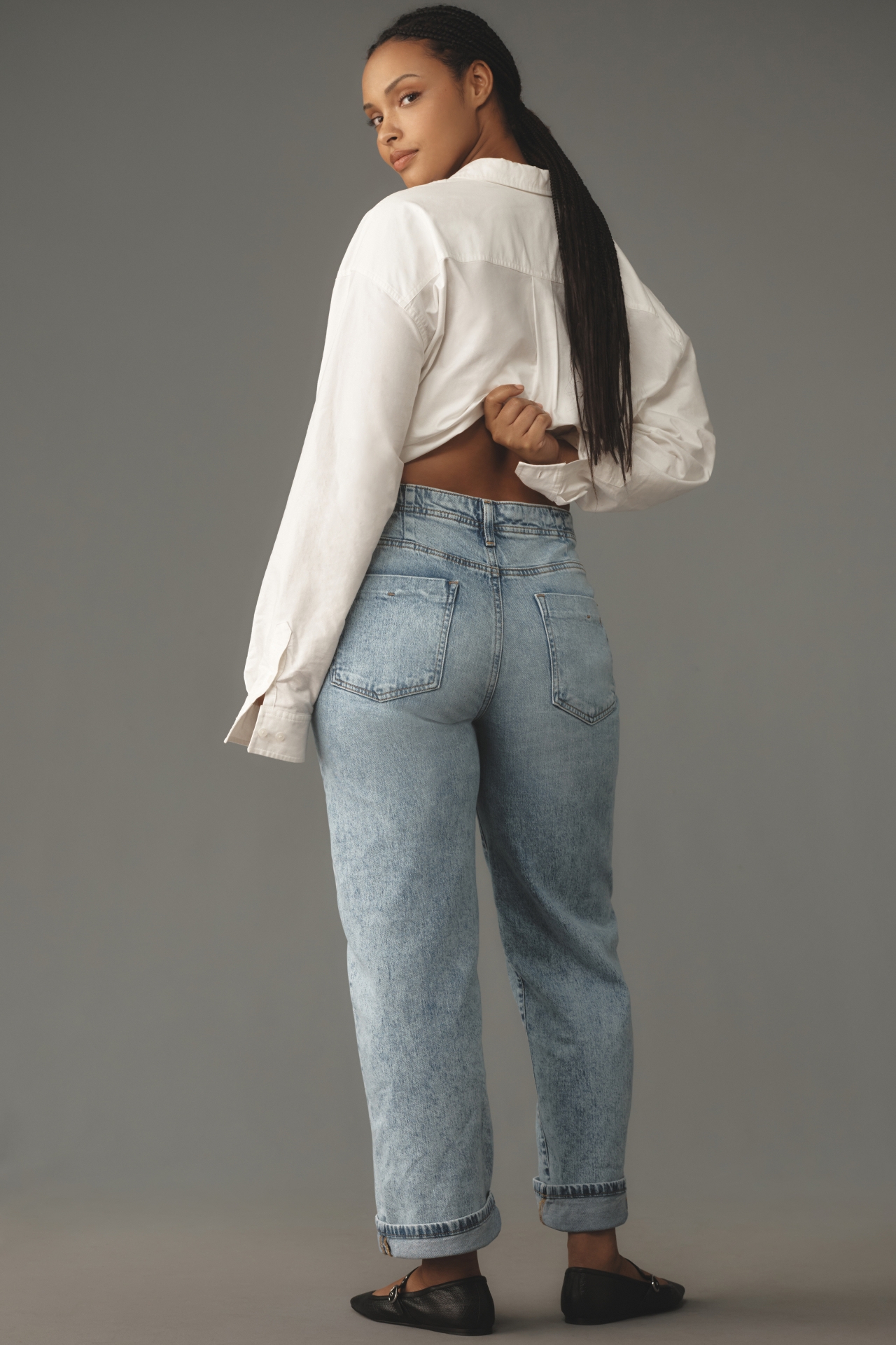 The Lonnie Cuffed High-Rise Crop Jeans by Pilcro