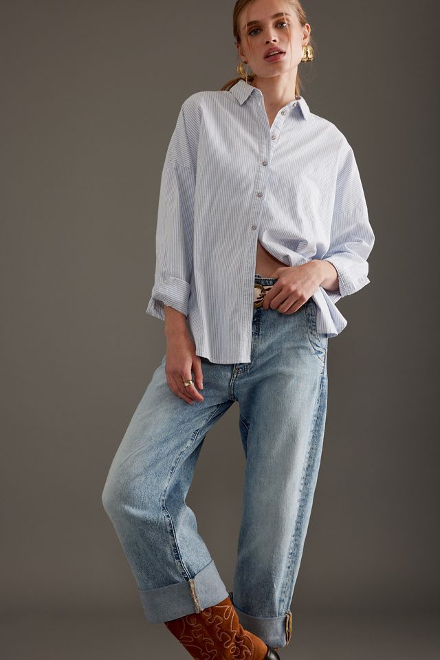 The Lonnie Cuffed High-Rise Crop Jeans by Pilcro #11