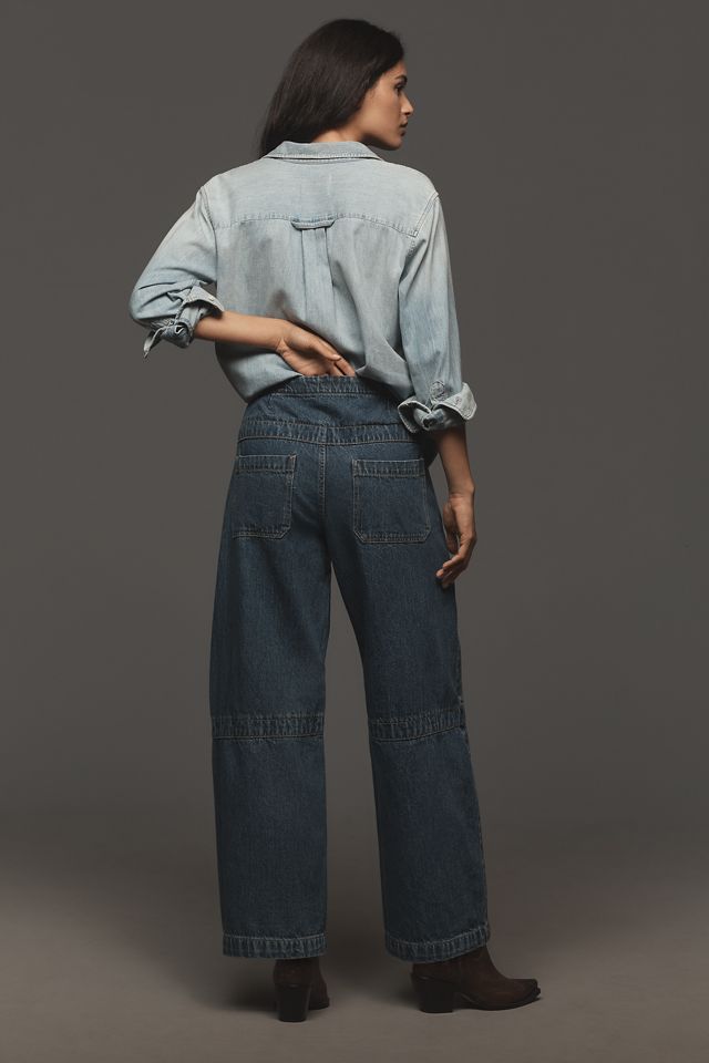 Jeans Barrel de Tiro Alto y Corte Holgado Pilcro #1