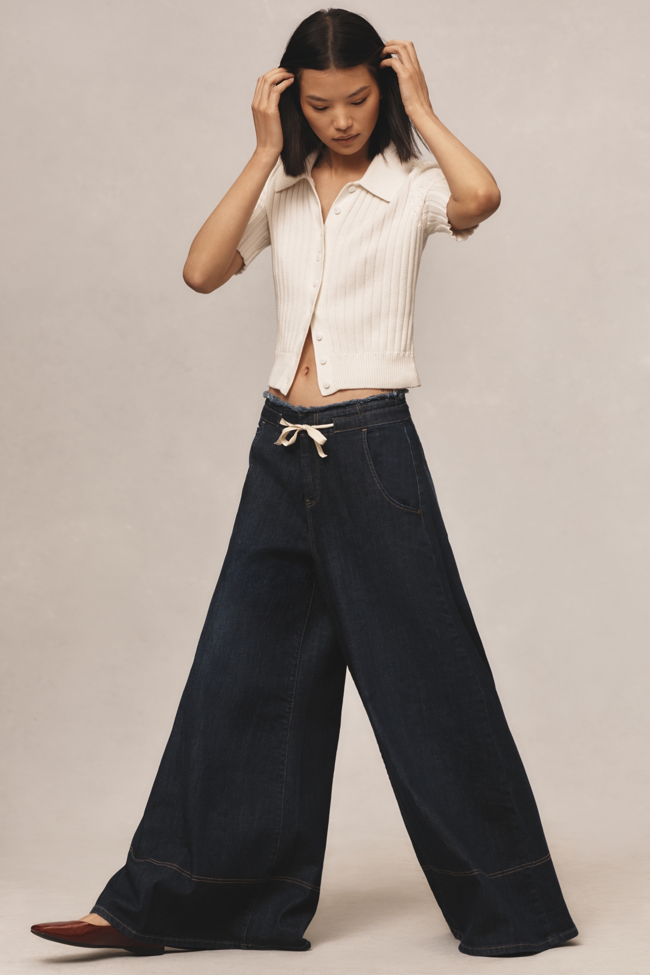 The Tenney Drawstring Wide-Leg Jeans by Pilcro