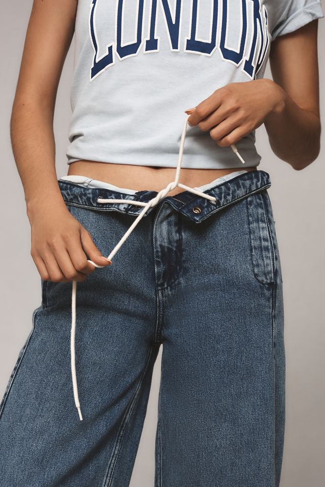 Pilcro Pull-On Hohe Taille Weites Bein Track Jeans #3