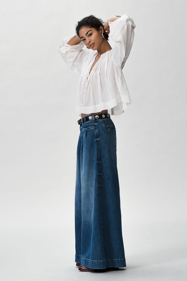 Pilcro Plissierte Palazzo Hohe Taille Weites Bein Jeans #1