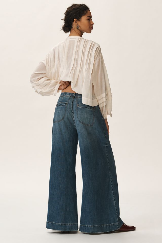 Pilcro Plissierte Palazzo Hohe Taille Weites Bein Jeans #3
