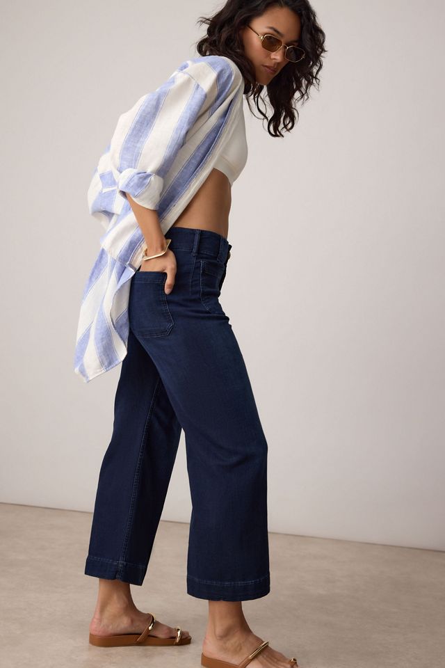Maeve Colette Knit High-Rise Wide-Leg Cropped Jeans #4