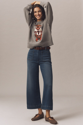 Maeve The Colette Knit Crop High-rise Wide-leg Jeans By  In Blue