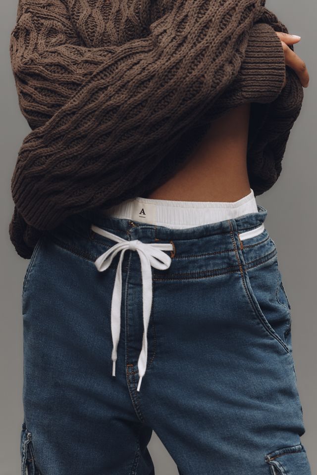 Pilcro High-Rise Cargo Jogger Denim-Knit Jeans #3
