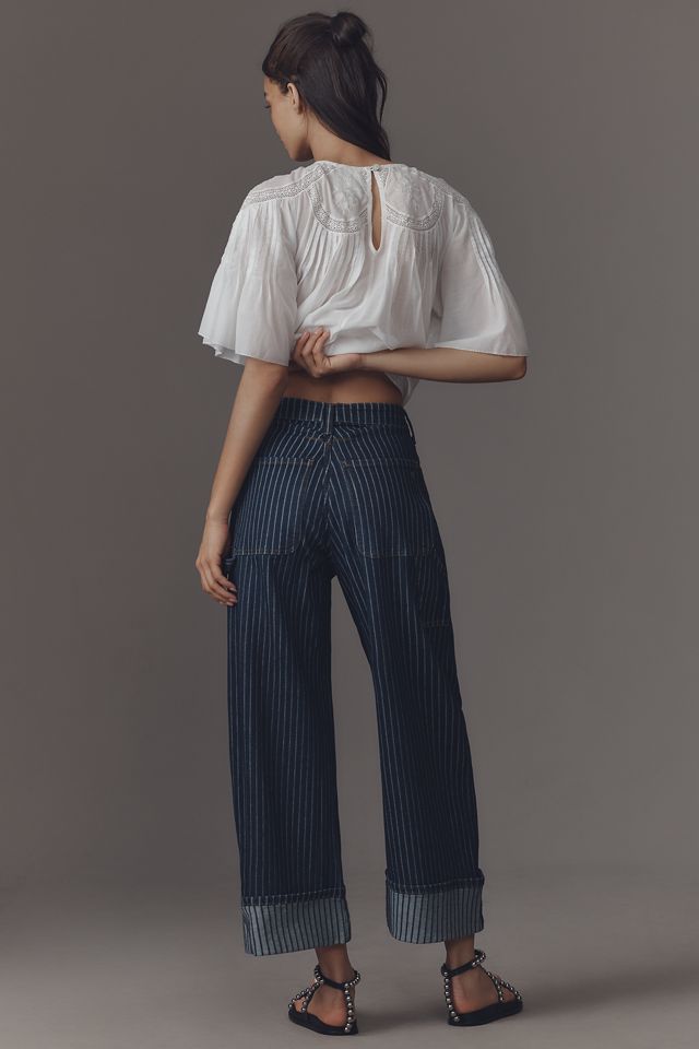 The Kayden Railroad Stripe Barrel Carpenter Jeans by Pilcro #4