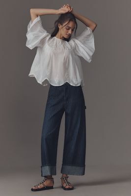 The Kayden Railroad Stripe Barrel Carpenter Jeans by Pilcro