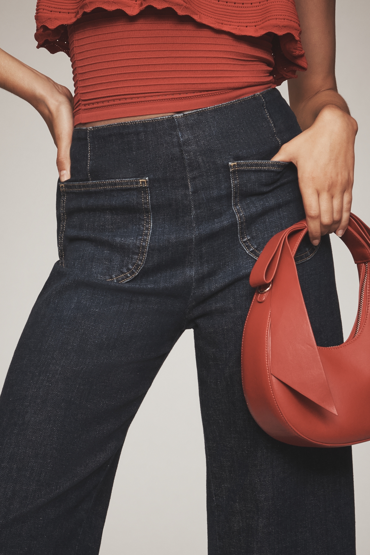 The Colette Ruffled Crop Wide-Leg Jeans by Maeve