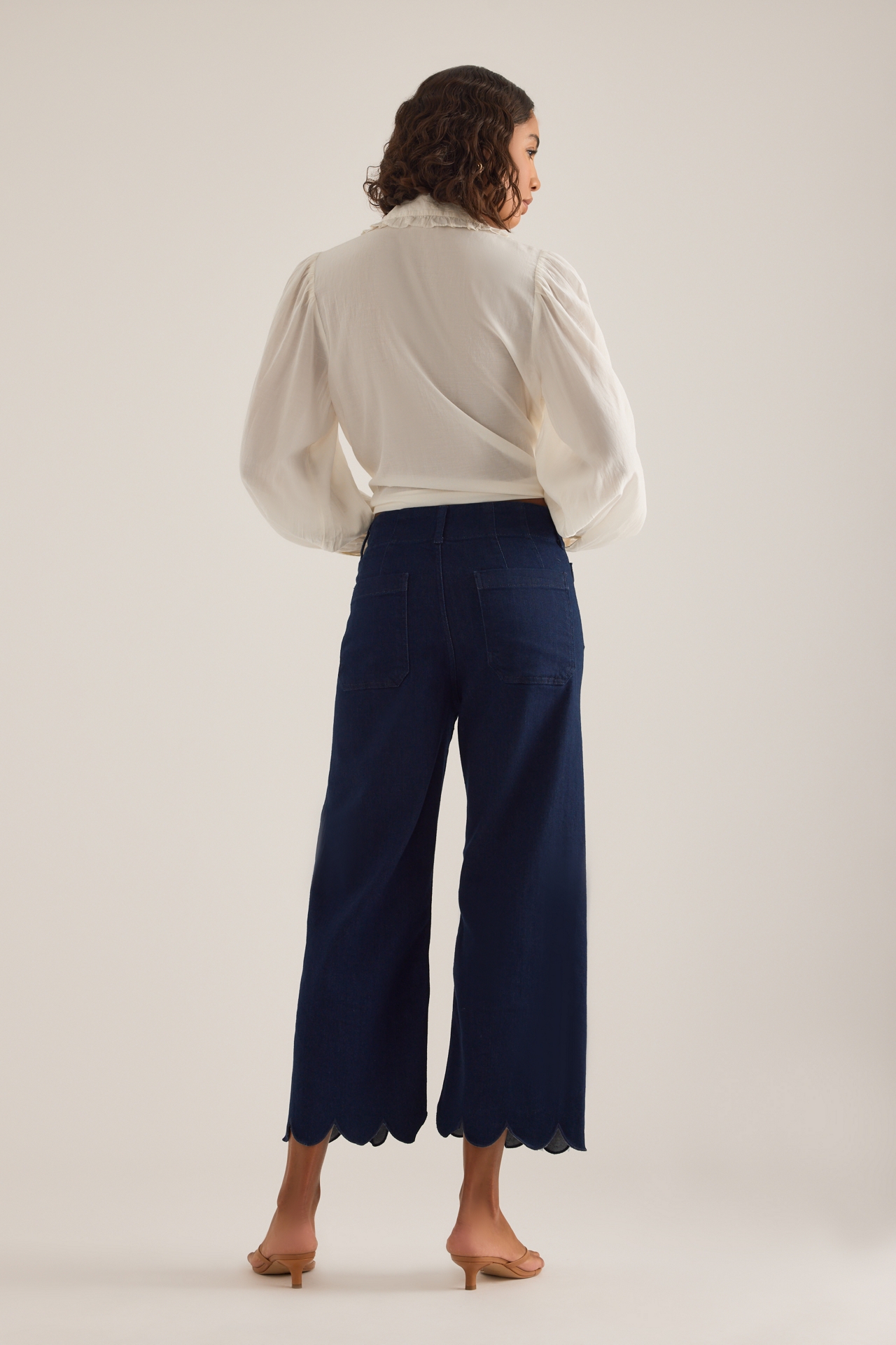 Colette Ruffle-Hem Crop Wide-Leg Jeans by Maeve