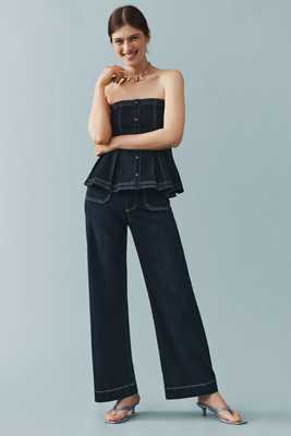Shop Maeve The Colette Full-length Wide-leg Jeans By
