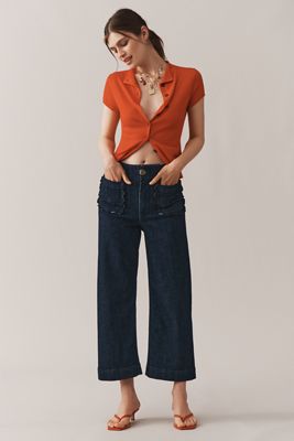 Die Colette Denim High-Rise Cropped Wide-Leg Jeans von Maeve