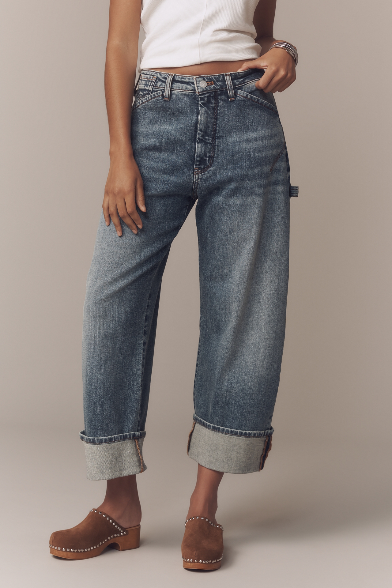 Pilcro Carpenter Bow High-Rise Barrel Jeans