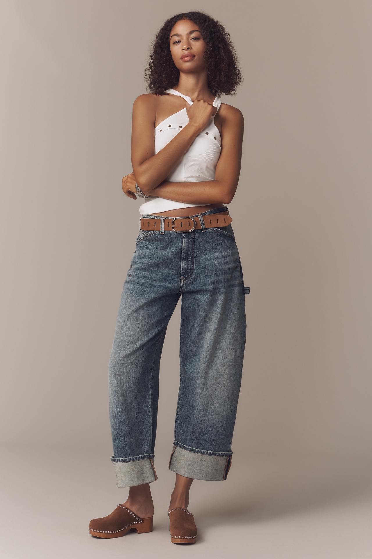 Pilcro Carpenter Bow High-Rise Barrel Jeans