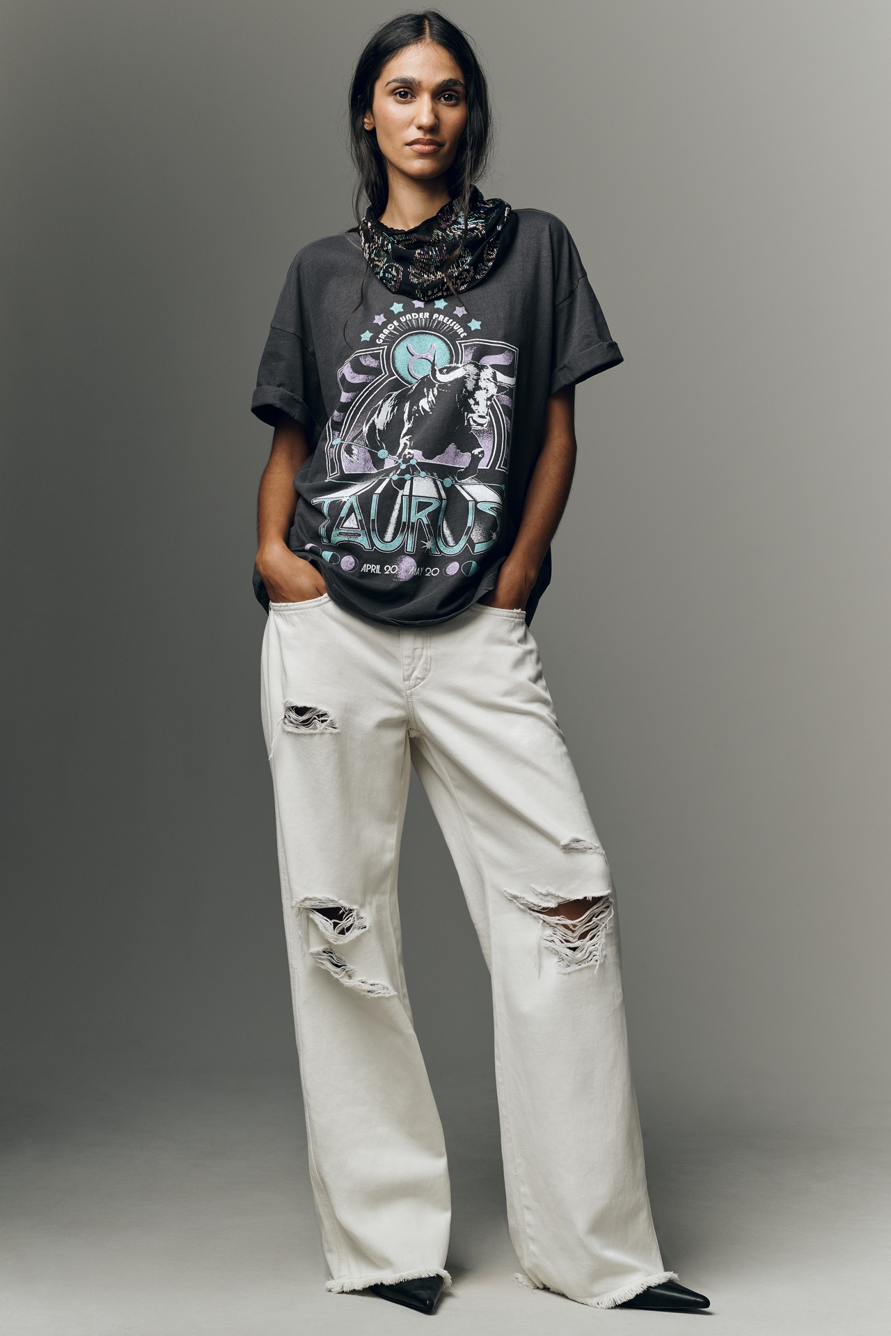 Pilcro Low Slung Distressed Slim Slouch Jeans