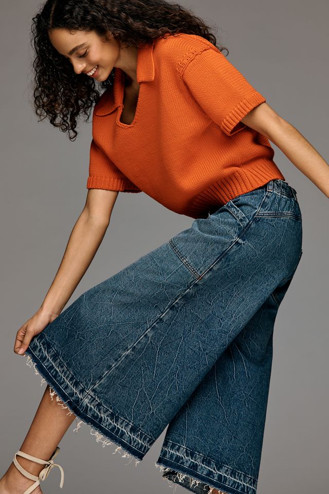 Pilcro A-Reworked High-Rise Culotte Jeans #1