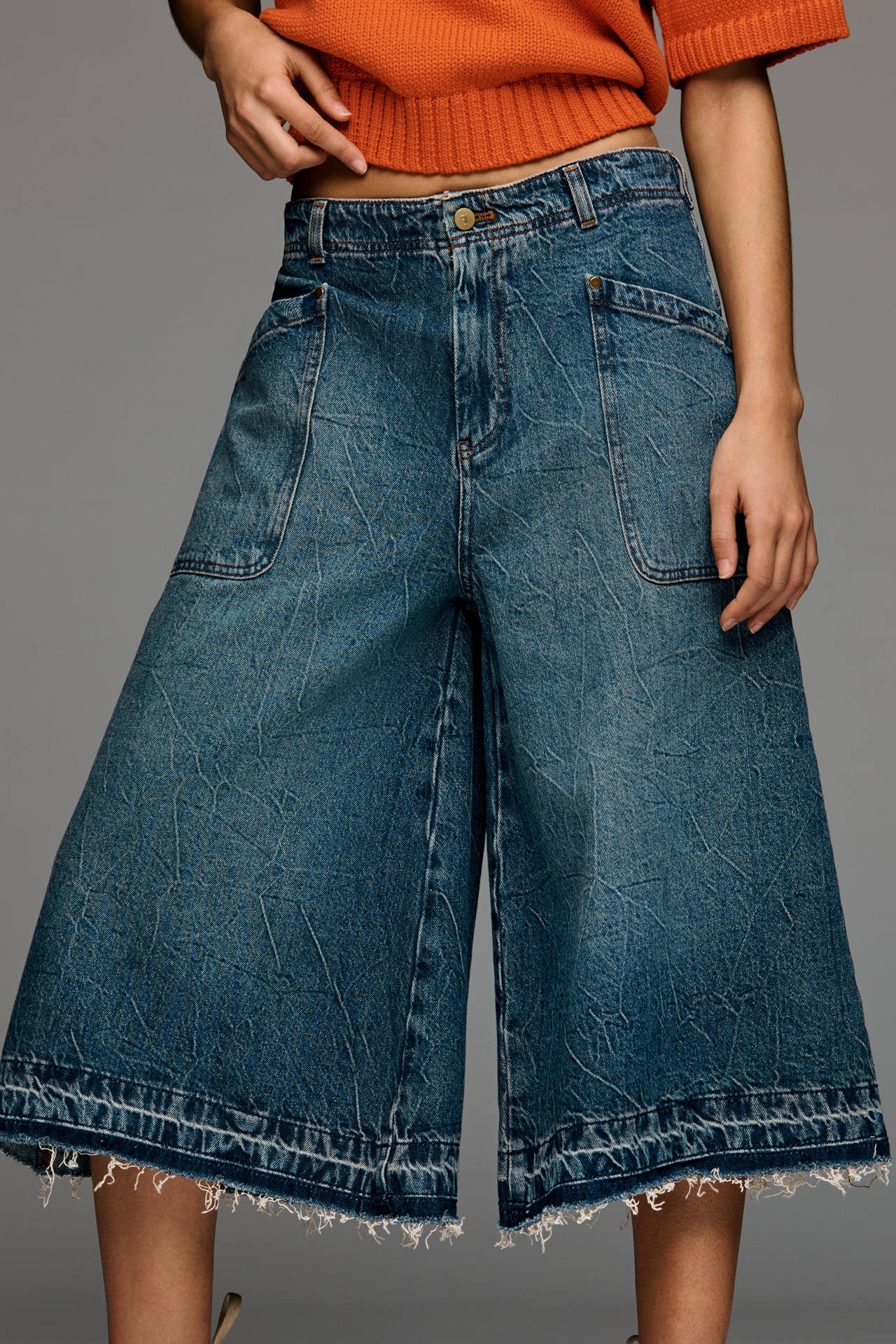 Pilcro A-Reworked High-Rise Culotte Jeans